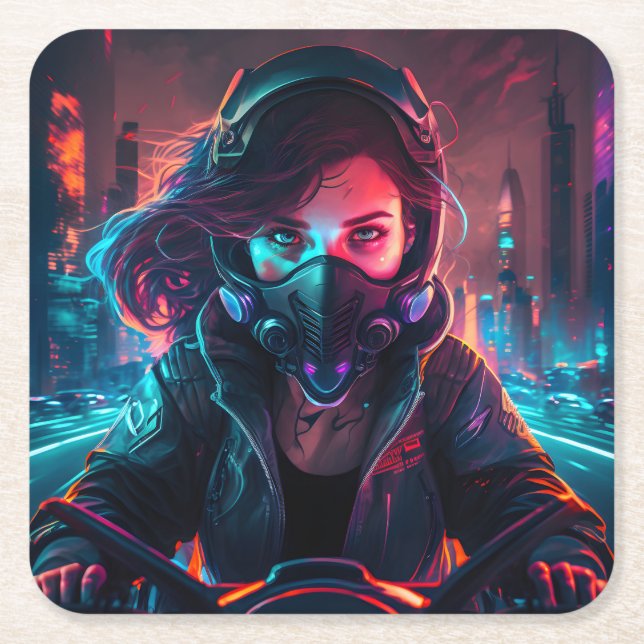 AI generated motorcycle art #1 Rechteckiger Pappuntersetzer (Vorderseite)