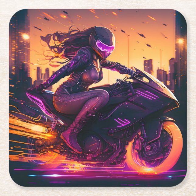 AI generated motorcycle art #3 Rechteckiger Pappuntersetzer (Vorderseite)