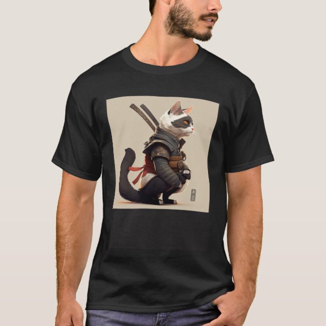 AI Generated Shinobi Cat T-Shirt (Vorderseite)