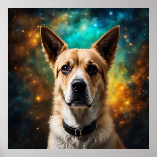 (ai generiert) Hund an einem mystischen Ort Poster (Vorne)