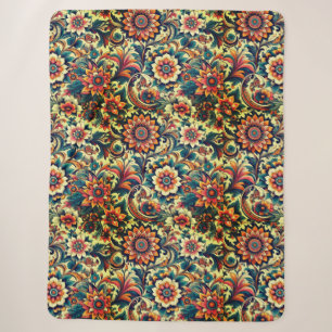 Ai generierte bunte Blumenmuster Sherpadecke