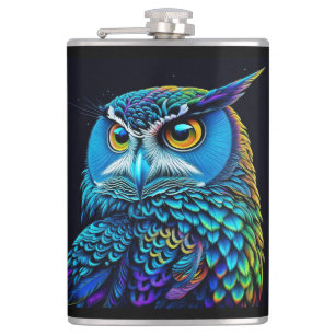 Ai generierte farbenfrohe Owl Flachmann