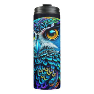 Ai generierte farbenfrohe Owl Thermosbecher