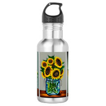Ai generierte Sonnenblumen in Mason Jar