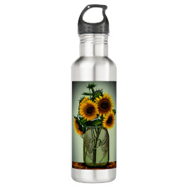 Ai generierte Sonnenblumen in Mason Jar Edelstahlflasche