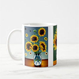 Ai generierte Sonnenblumen in Vasen Kaffeetasse