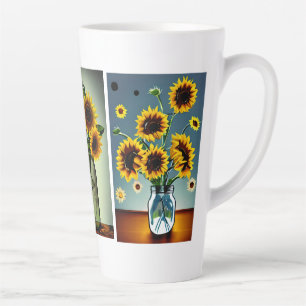 Ai generierte Sonnenblumen in Vasen Milchtasse