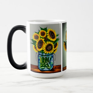 Ai generierte Sonnenblumen in Vasen Verwandlungstasse