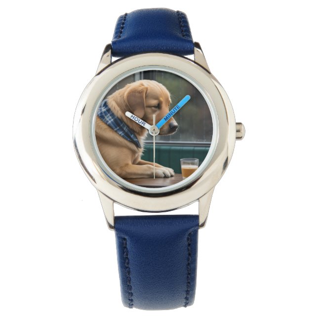 AI-generierter Hund 01 "I'm Gefühl down" Armbanduhr (Vorderseite)