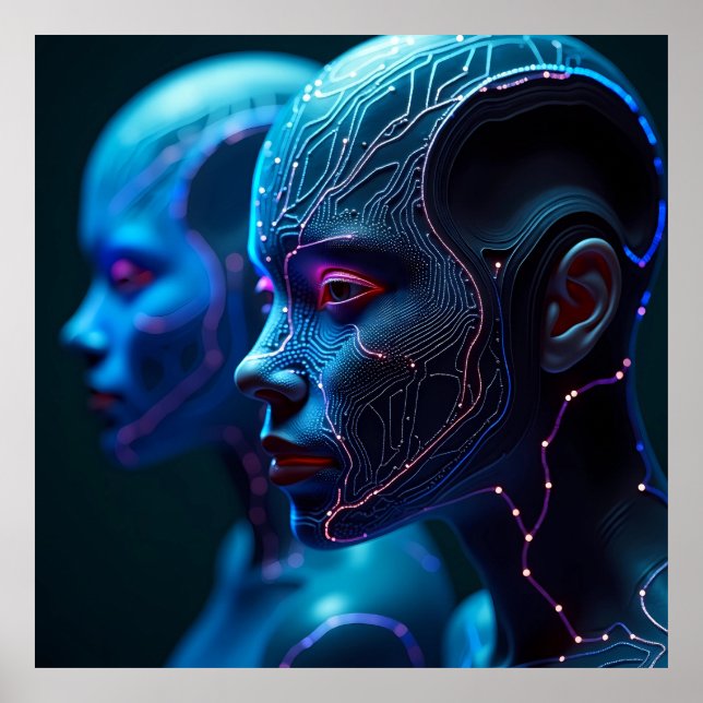 AI-generiertes Cyberpunk-Poster - futuristisch & k Poster (Vorne)