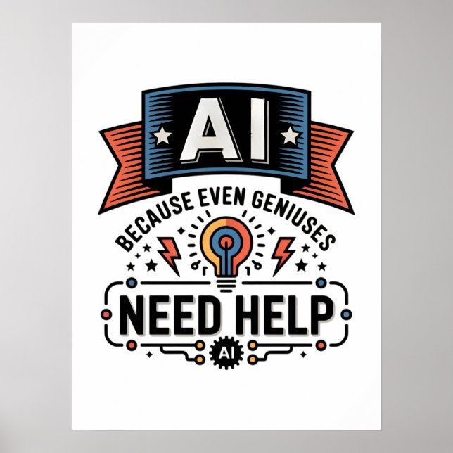 AI Genie Humor Tech Zitat Design Poster (Vorne)