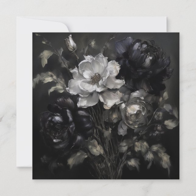 AI Grau Blume Feiertagskarte (Vorderseite)