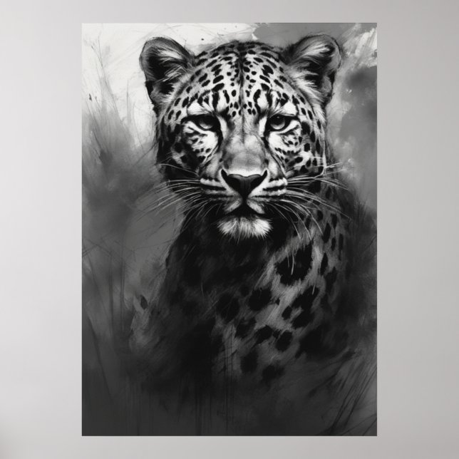 Ai Image, Kohlefaser. Leopard Poster (Vorne)