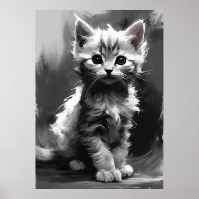 Ai Image, Kohlefaser. Niedlich Kitten Poster (Vorne)