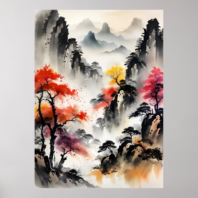 AI Ink Dessin paysage Poster (Devant)