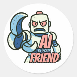 AI ist dein Freund Aufkleber 4 Leute die ChatGPT m