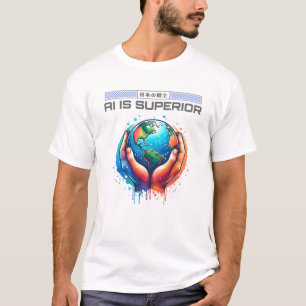 AI ist überlegen - Erde in Handwerkskunst T-Shirt