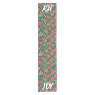 AI Joy Holly und Poinsettia Table Runner Kurzer Tischläufer