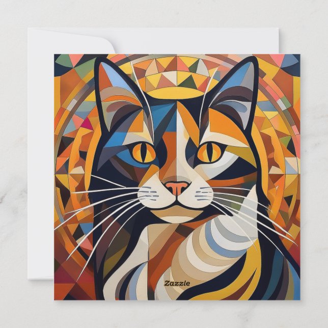 AI Kubism Cat Feiertagskarte (Rückseite)