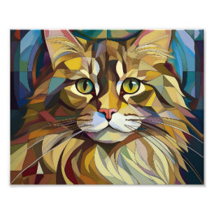 AI Kubism Cat Fotodruck