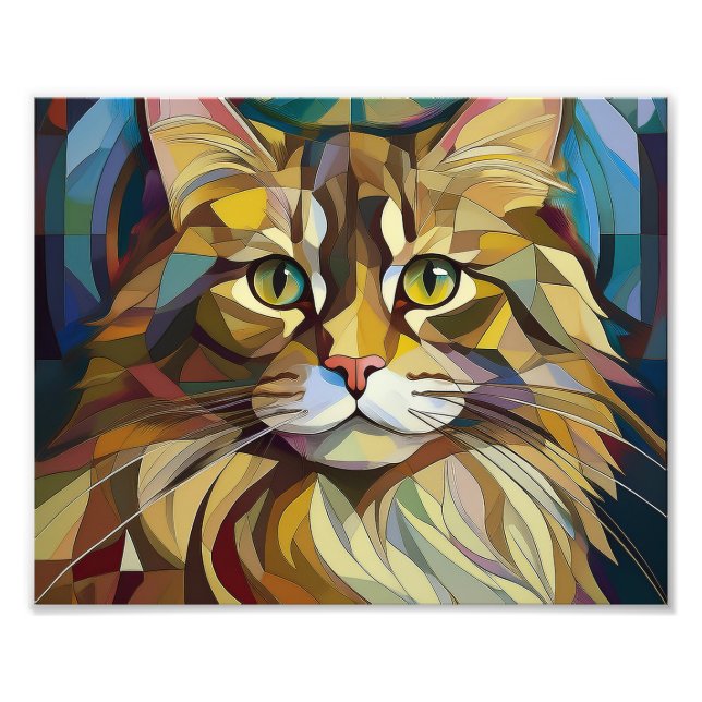 AI Kubism Cat Fotodruck (Vorne)