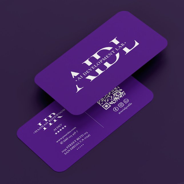 AI Lila Monogram, modern Visitenkarte (AI Artificial Intelligence Purple Monogram Modern Business Card
)