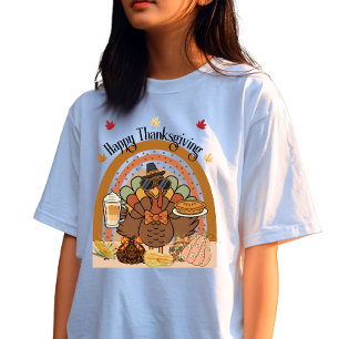 AI Mix Art Rainbow Erntedank Stylish Turkey T-Shirt