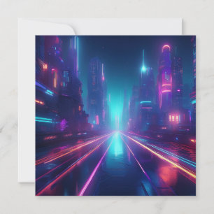 AI Neon City Feiertagskarte