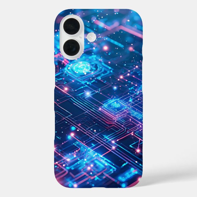AI Neon-Raster iPhone 16 Hülle (Rückseite)