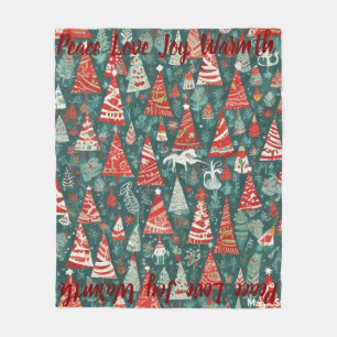 AI Peace Liebe Joy Warmth Christmas Tree Blanket Fleecedecke