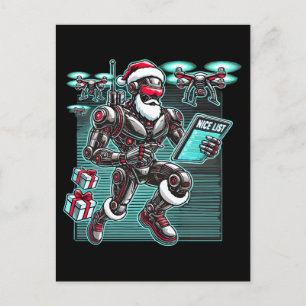 AI Powered Santa Robot mit Dronen und Weihnachten  Postkarte