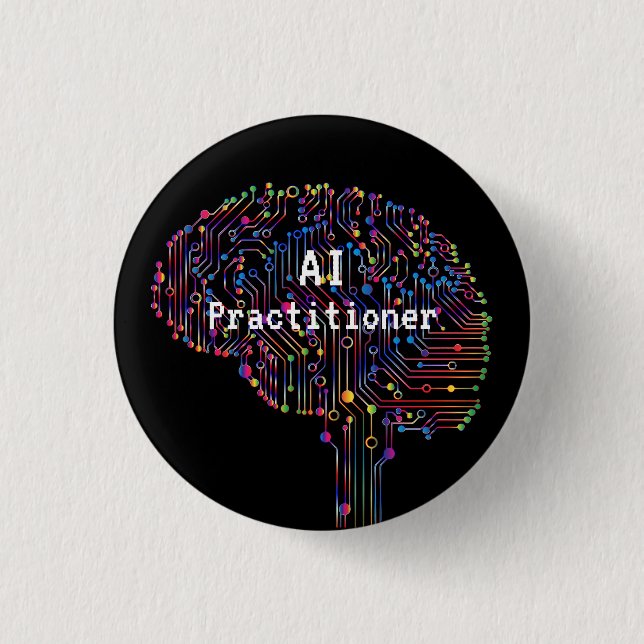 AI Practitioner für künstliche Intelligenz Tech Button (Vorderseite)