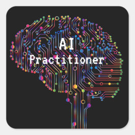 AI Practitioner für künstliche Intelligenz Tech Quadratischer Aufkleber