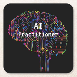 AI Practitioner für künstliche Intelligenz Tech Rechteckiger Pappuntersetzer