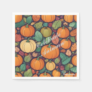AI Pumpkin und Autumn Leaves Papier Napkins Serviette