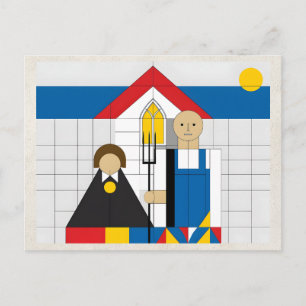 AI-Remix-Kunstwerk Bauhaus-Paar Postkarte