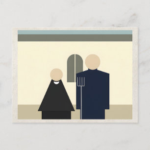 AI-Remix-Kunstwerk Minimalismus Paar Postkarte