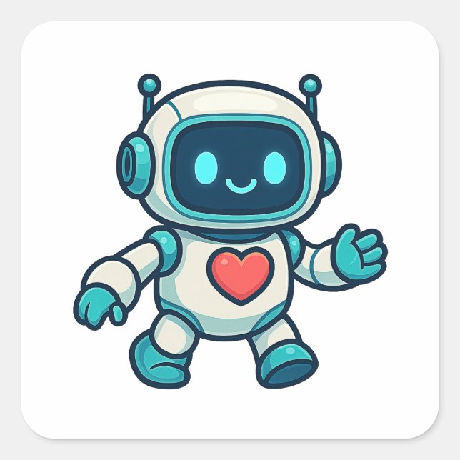 AI & Robot Characters Quadratischer Aufkleber (Vorderseite)