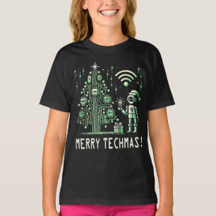 AI Robot mit Tech Christmas Tree - Merry Techmas T-Shirt