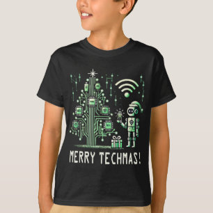 AI Robot mit Tech Christmas Tree - Merry Techmas T-Shirt