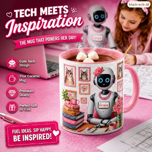 AI-Roboter-Tech-Mädchen-Rosa-Robotik-Geschenk Tasse