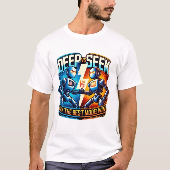 AI Showdown: Deep vs Seek - The Ultimate Model Bat T-Shirt (Vorderseite)