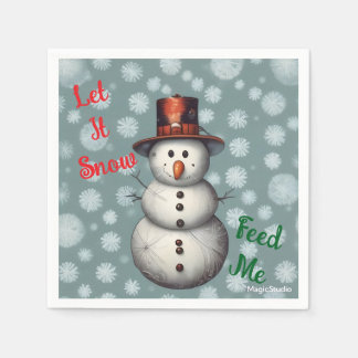 AI Snowman Lass es schneien Füttre Me Holiday Napk Serviette