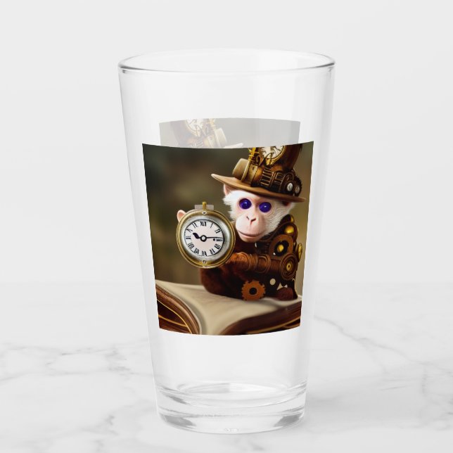 AI Steampunk Affe sci fi Glass Cup Glas (Vorderseite)