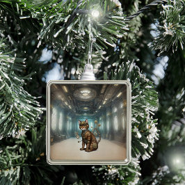 AI Steampunk Cat Ornament Aus Metall