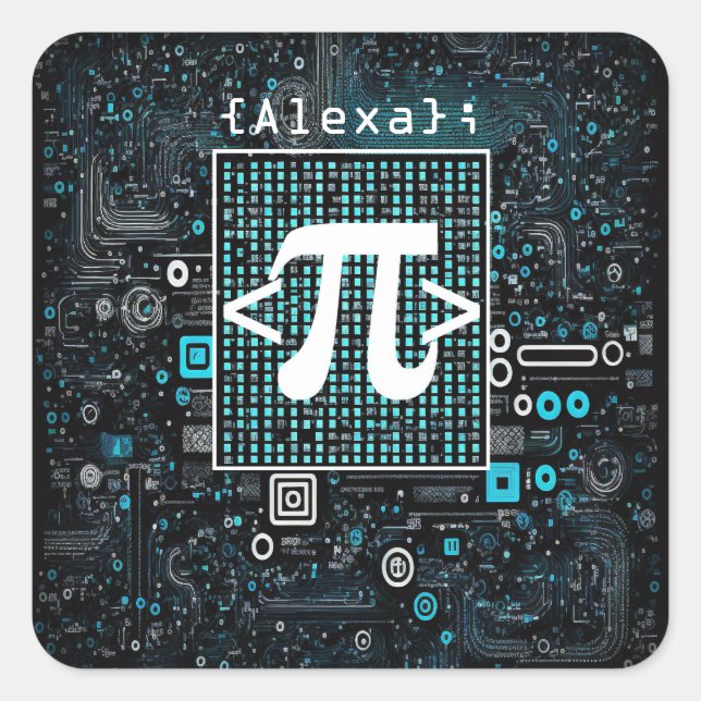 Ai - Technologie - Coding Monogram - Pi Symbol Quadratischer Aufkleber (Vorderseite)