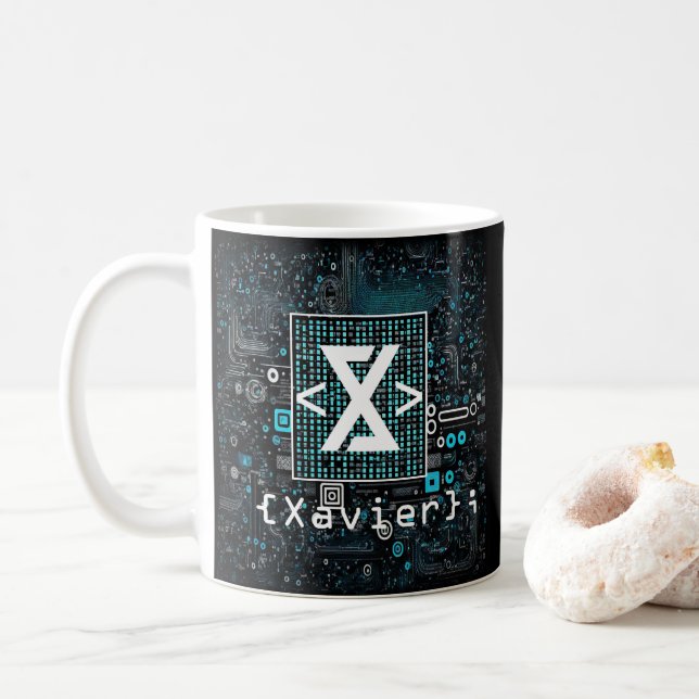 Ai - Technologie - Coding Monogram - Xavier Kaffeetasse (Mit Donut)