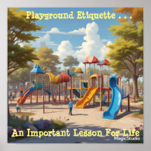 AI Téléchargeable Playground Etiquette Vie Poster