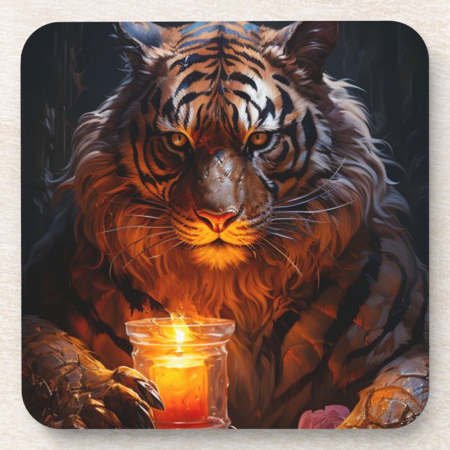 Ai Tiger Art Getränkeuntersetzer (Vorderseite)