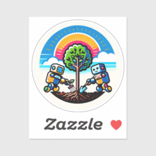 AI Tree Planter Sticker Öko-freundliches Robot-Des
